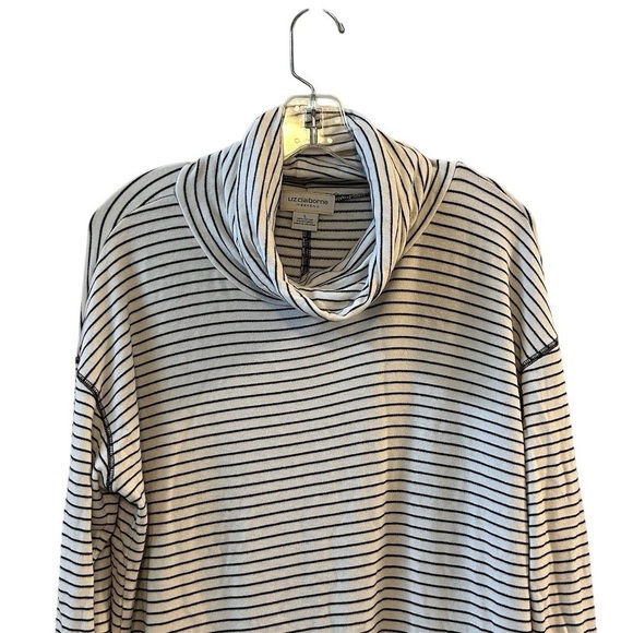 Liz Claiborne Weekend Women's Cowl Neck Striped Sweater Black Size L - Picture 2 of 7